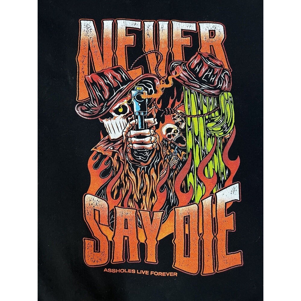 Assholes*s Live Forever Black Sabbath  NEVER SAY DIE Black Hoodie Men Sz L